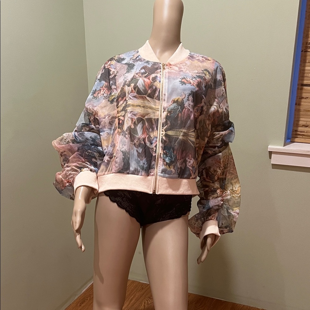Akira Azalea Wang Women's Artistic Print Bomber Jacket 2X